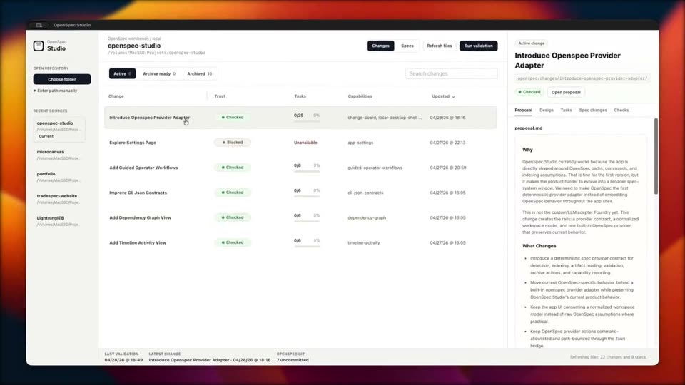 OpenSpec Studio product preview